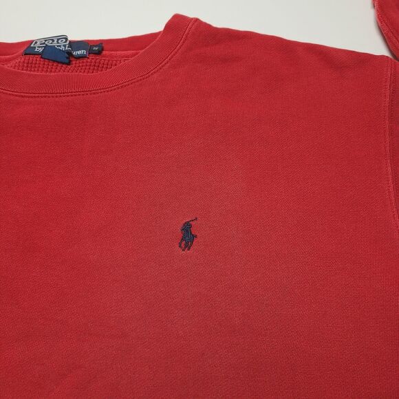 Vintage Polo Ralph Lauren Sweatshirt Men's Small Red Crewneck Pony Logo 90's - Picture 2 of 7